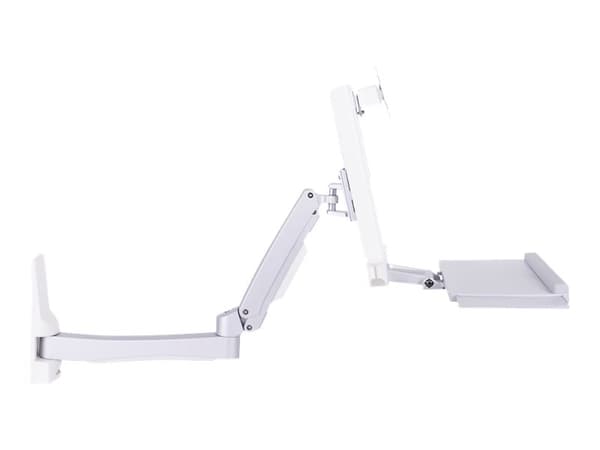 Multibrackets M Workstation Arm Single Extended - Brakett - justerbar arm - for LCD-skjerm / tastatur - plastikk, aluminium, stål - hvit, sølv - skje