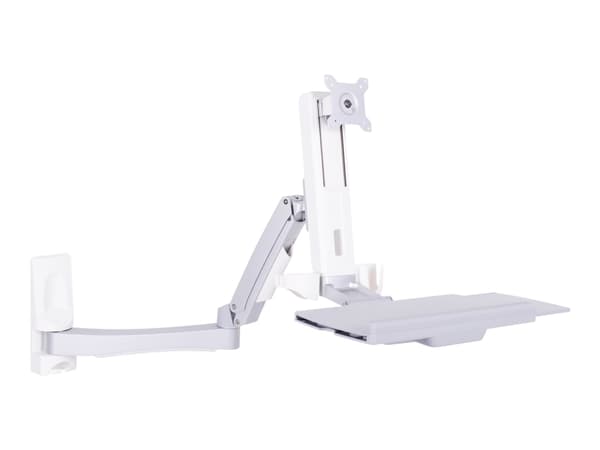 Multibrackets M Workstation Arm Single Extended - Brakett - justerbar arm - for LCD-skjerm / tastatur - plastikk, aluminium, stål - hvit, sølv - skje Hvit