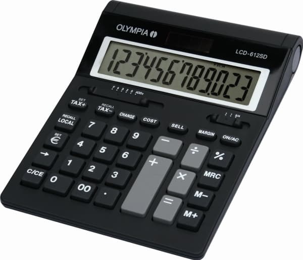 Olympia LCD 612 SD, Skrivbord, Grundläggande, 12 siffror, 1 linjer, Svart