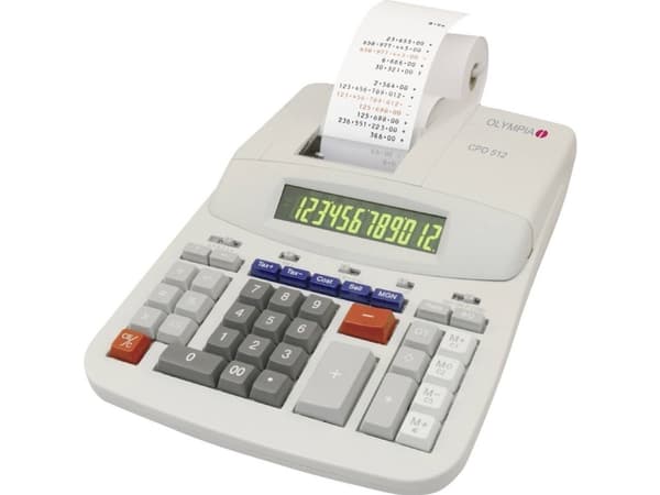 Olympia CPD 512, Skrivbord, Utskrift, 12 siffror, 1 linjer, Vit