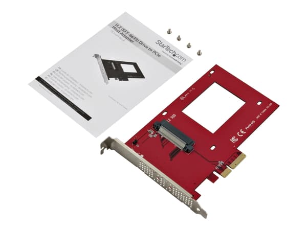 StarTech.com U.2 to PCIe Adapter - x4 PCIe - For 2.5" U.2 NVMe SSD - SFF-8639 PCIe Adapter - U.2 SSD - PCIe SSD - U.2 drive (PEX4SFF8639) - Grensesni
