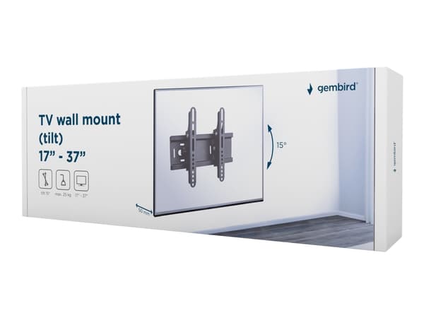 Gembird WM-37T-01 - Brakett - tipping - for LCD-TV - robust stål - skjermstørrelse: 17"-37" - monteringsgrensesnitt: inntil 200 x 200 mm - veggmonter Sort