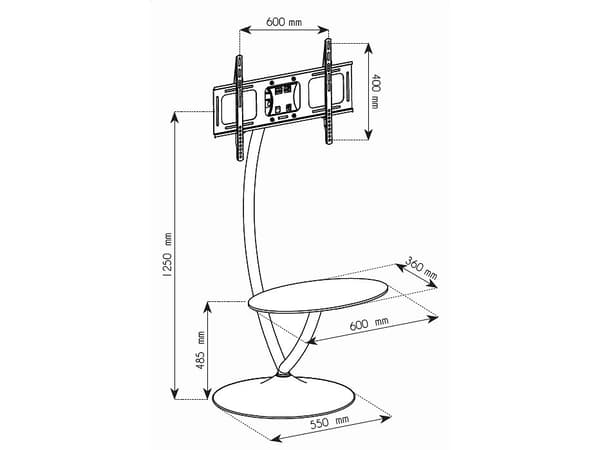 Techly ICA-TR13, 81,3 cm (32"), 177,8 cm (70"), 50 x 50 mm, 600 x 400 mm, -10 - 5°, Sort, Sølv