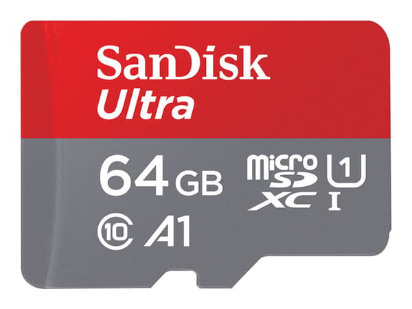 SanDisk Ultra - Flashminnekort (microSDXC til SD-adapter inkludert) - 64 GB - A1 / UHS Class 1 / Class10 - microSDXC UHS-I