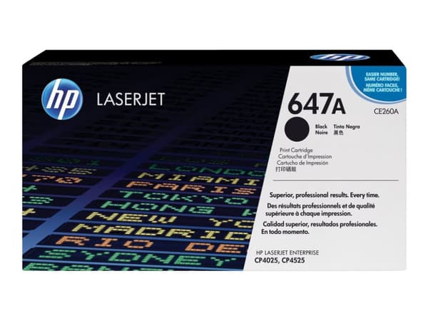 HP 647A - Svart - original - LaserJet - tonerpatron (CE260A) - for Color LaserJet Enterprise CM4540, CP4025, CP4525