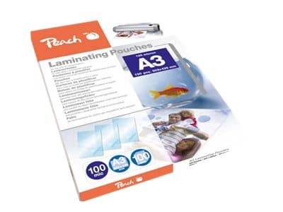 Peach - 100 mikron - 100-pack - glättat - A3 Plus (303 x 426 mm) lamineringsfickor