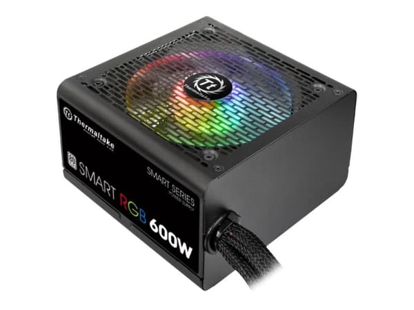Thermaltake SMART RGB PS-SPR-0600NHSAWE-1 - Strømforsyning (intern) - ATX12V 2.3 - 80 PLUS - AC 230 V - 600 watt - aktiv PFC - svart Sort