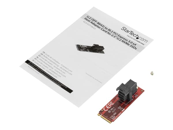 StarTech.com U.2 to M.2 Adapter - for 1 x U.2 PCIe NVMe SSD - M.2 PCIe x4 Host Interface - U.2 SSD - M.2 PCIe Adapter - U.2 Drive (M2E4SFF8643) - Gre Rød
