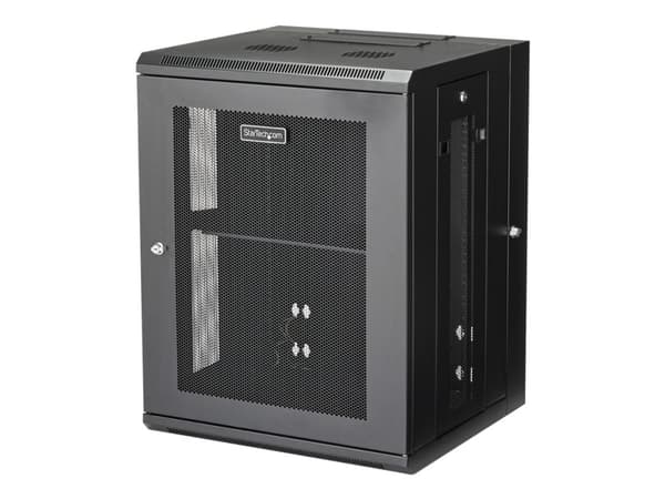 StarTech.com 15U väggmonterat serverrackskåp - 16 tum (40,6 cm) djupt - gångjärnsupphängning - Rack skåp - 4 stolpar - väggmontering - svart - 15U -
