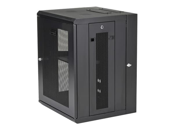 StarTech.com 15U väggmonterat serverrackskåp - 16 tum (40,6 cm) djupt - gångjärnsupphängning - Rack skåp - 4 stolpar - väggmontering - svart - 15U -