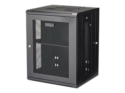 StarTech.com 15U väggmonterat serverrackskåp - 16 tum (40,6 cm) djupt - gångjärnsupphängning - Rack skåp - 4 stolpar - väggmontering - svart - 15U -