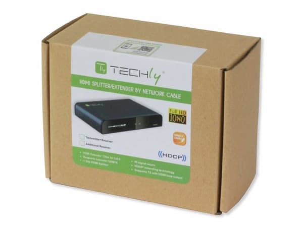 Techly IDATA EXTIP-383IRRX, 1920 x 1080 piksler, AV-mottaker, 120 m, Svart, HDCP