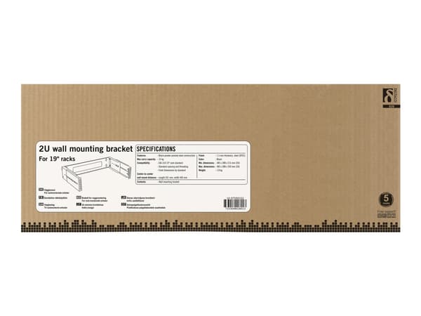 DELTACO 19-DTSR0202 - Rackfästen - väggmontering - svart - 2U - 19"