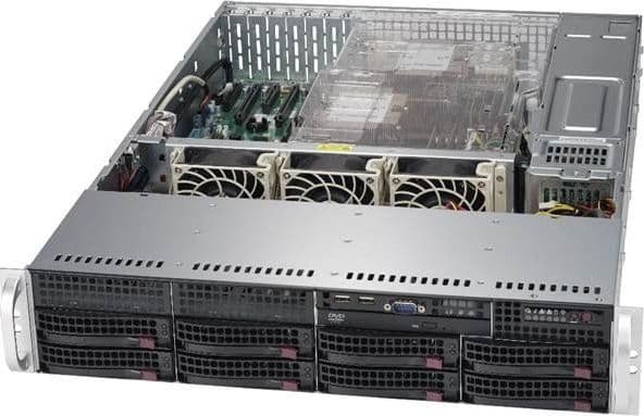 Supermicro SC825 TQC-R1K03LPB - Rackmonterbar 2U - forbedret og utvidet ATX - SATA/SAS - hot-swap 1000 watt - svart