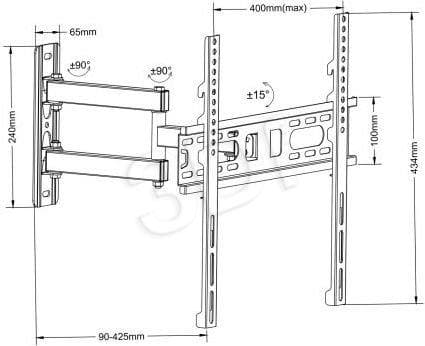 Maclean MC-761 - Brakett - justerbar arm - for flatpanel - metall - svart - skjermstørrelse: 26"-55" - veggmonterbar