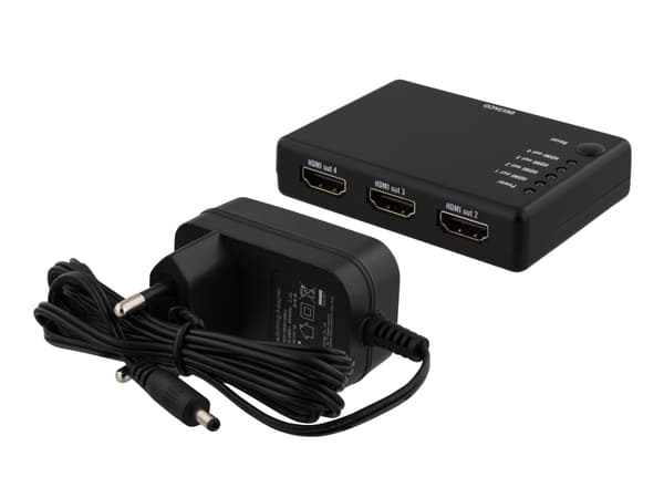 DELTACO HDMI-7051 - Video/lyd-splitter - 4 x HDMI - stasjonær