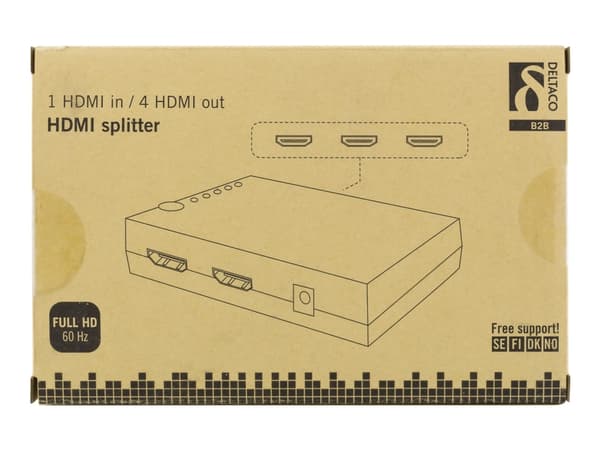 DELTACO HDMI-7051 - Video/lyd-splitter - 4 x HDMI - stasjonær