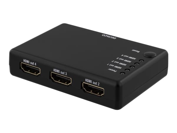 DELTACO HDMI-7051 - Video/lyd-splitter - 4 x HDMI - stasjonær