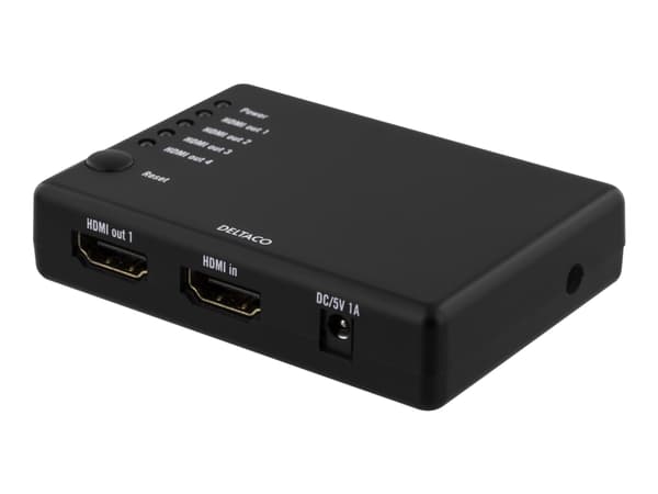 DELTACO HDMI-7051 - Video/lyd-splitter - 4 x HDMI - stasjonær