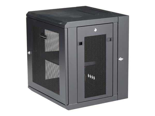 StarTech.com 12U 19" Wall Mount Network Cabinet, 16" Deep Hinged Locking IT Network Switch Depth Enclosure, Vented Computer Equipment Data Rack with