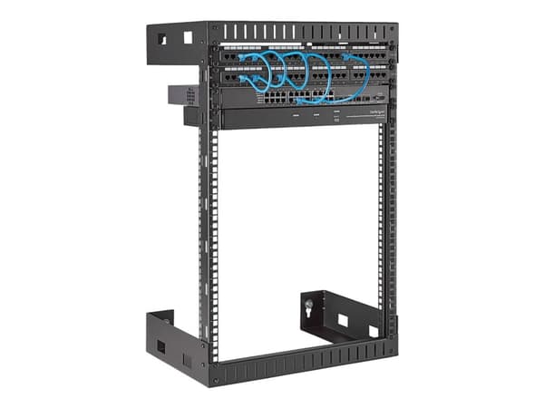 StarTech.com 15U 19" Wall Mount Network Rack - 12" Deep 2 Post Open Frame Server Room Rack for Data/AV/IT/Computer Equipment/Patch Panel with Cage Nu