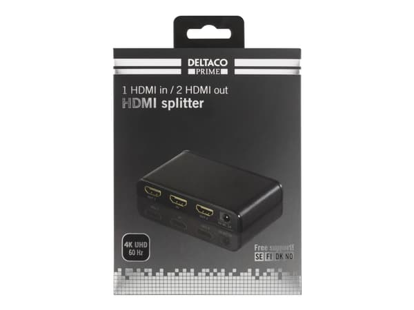 DELTACO PRIME HDMI-245 - Video/lyd-splitter - 2 x HDMI - stasjonær