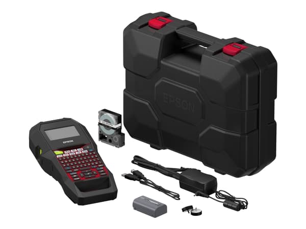 Epson LabelWorks LW-Z700FK - Etikettmaker - S/H - termotransfer - Rull (2,4 cm) - 180 dpi - inntil 30 mm/sek - USB, USB-vert - kutter - 8-linjersutsk Sort, Rød
