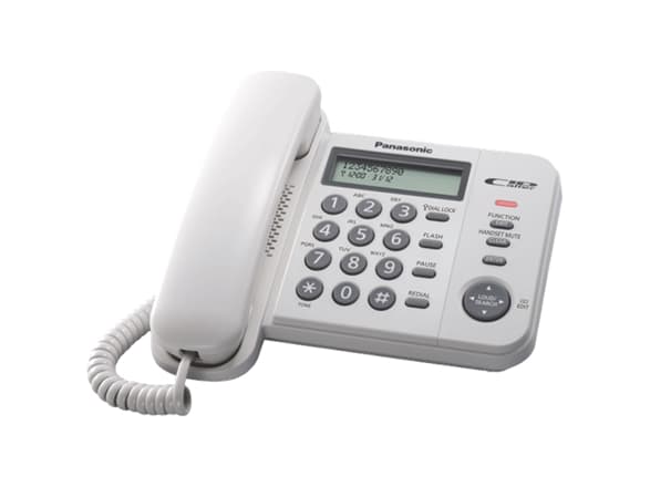 Panasonic KX-TS560FXW - Fast telefon med nummerpresentation/samtal väntar - vit