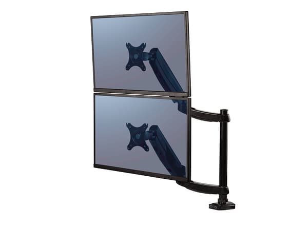Fellowes Platinum Monitor Arm - Monteringssats - justerbar arm - för 2 monitorer - svart - skärmstorlek: upp till 27 tum - disk-monteringsbar