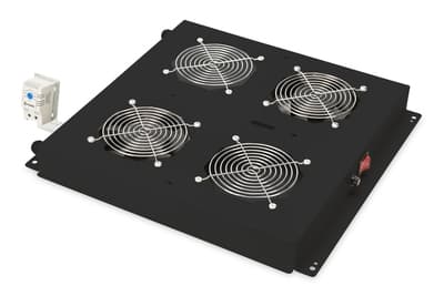 Digitus DN-19 FAN-2 - Fläktbricka för stativ - med 2 kylfläktar, termostat - svart, RAL 9005 - 19"