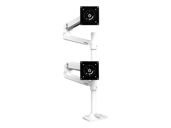 Ergotron LX - Monteringssett (dobbel stablearm, høy stang) - for 2 LCD-skjermer - aluminium - hvit - skjermstørrelse: opptil 40" - skrivebordsmonterb