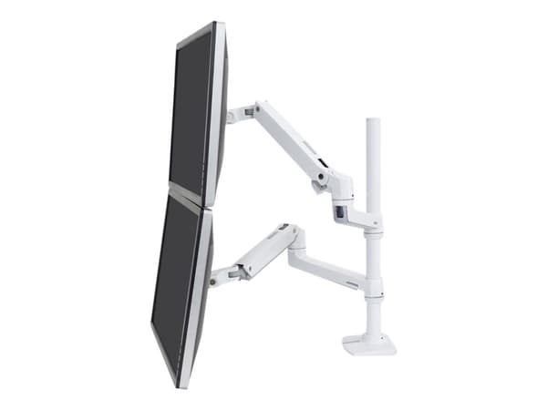 Ergotron LX - Monteringssett (dobbel stablearm, høy stang) - for 2 LCD-skjermer - aluminium - hvit - skjermstørrelse: opptil 40" - skrivebordsmonterb