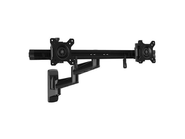 StarTech.com Wall Mount Dual Monitor Arm, Articulating Ergonomic VESA Wall Mount for 2x 24" Displays, Synchronized Adjustable Crossbar, Tilt/Swivel/R