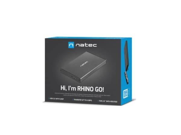 NATEC NKZ-0941, HDD/SSD-kabinett, 2.5", Serial ATA II, Serial ATA III, 6 Gbit/s, USB-tilkobling, Sort