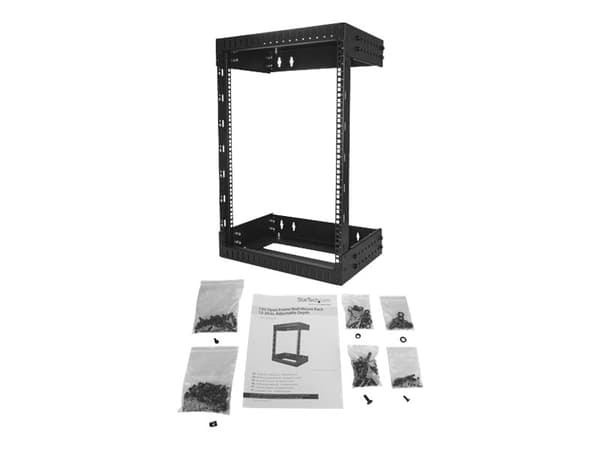 StarTech.com 15U Väggmonterat serverrack med justerbara skenor - Rack - väggmontering - svart - 15U - 19"