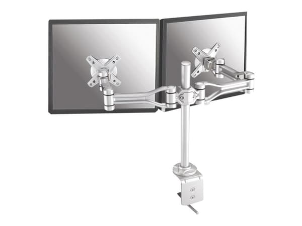 Neomounts FPMA-D1030D - Monteringssett - full bevegelse - for 2 LCD-skjermer - sølv - skjermstørrelse: 10"-24" - klemmemonterbar, skrivebordsmonterba