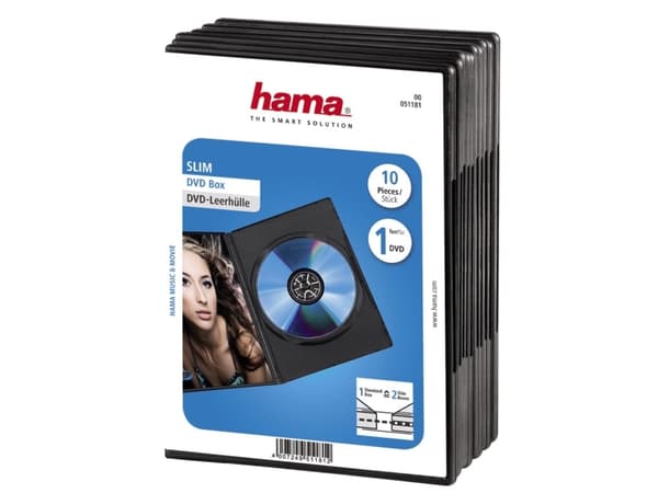Hama - Lagrings-DVD smal jewel case - svart (en pakke 10)