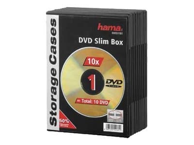 Hama DVD Slim Box 10, Black, 1 levyt, Musta