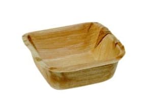 Skål 70x70x20 mm Firkant Bionedbrydelig Palmeblad,24 pk x 25 stk/krt