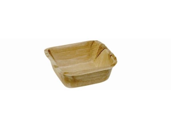 Skål 70x70x20 mm Firkant Bionedbrydelig Palmeblad,24 pk x 25 stk/krt