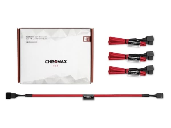 Noctua NA-SEC1 chromax.red - Forlengelseskabel for viftestrømforsyning - 4-pins PWM (hunn) til 4-pins PWM (hann) - 30 cm - rød