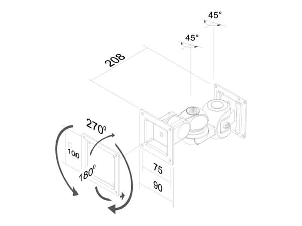 Neomounts FPMA-W910 - Fäste - fullständig rörelse - för LCD-display - silver - skärmstorlek: 10"-30" - väggmonterbar