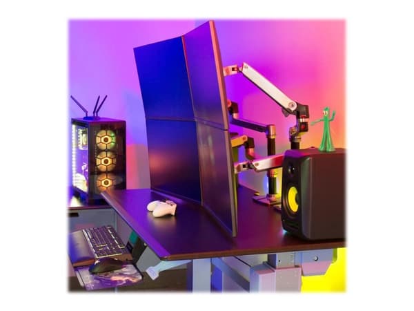 Ergotron LX - Monteringssats (bordsfäste, fäste med genomföring, stång, 2 vridbara armar, 2 förlängningsfästen, anteckningsboksfack) - för 2 LCD-bild