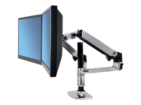 Ergotron LX - Monteringssats (bordsfäste, fäste med genomföring, stång, 2 vridbara armar, 2 förlängningsfästen, anteckningsboksfack) - för 2 LCD-bild