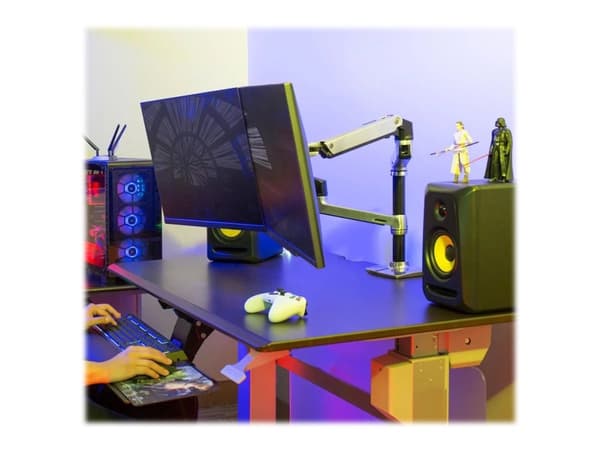 Ergotron LX - Monteringssats (bordsfäste, fäste med genomföring, stång, 2 vridbara armar, 2 förlängningsfästen, anteckningsboksfack) - för 2 LCD-bild