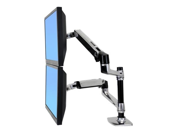 Ergotron LX - Monteringssats (bordsfäste, fäste med genomföring, stång, 2 vridbara armar, 2 förlängningsfästen, anteckningsboksfack) - för 2 LCD-bild