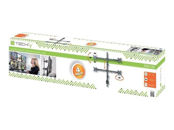 TECHly - Ställ - för 4 LCD-bildskärmar - svart - skärmstorlek: 13"-27" - klämma, monterbar Svart