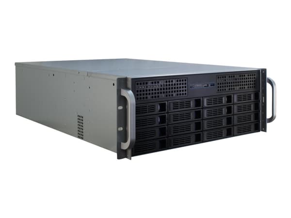 Inter-Tech IPC 4U-4416 - Rackmonterbar - 4U - forlenget ATX / SSI EEB - ingen strømforsyning (ATX) - USB Sort, Sølv