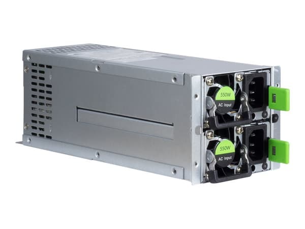 Inter-Tech Aspower R2A-DV0550-N, 550 W, 115 - 230 V, 92%, Ylivirta, Yliteho, Ylijännite, Ylikuumeneminen, Oikosulku, 20+4 pin ATX, Palvelin Ruostumaton teräs