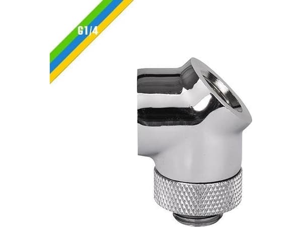 Thermaltake Pacific G1/4 45 Degree Adapter - Inpassning till vätskekylsystem - krom